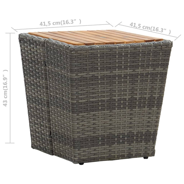 Grauer Teetisch Denzel 41,5x41,5x43cm (Polyrattan und Akazienholz)