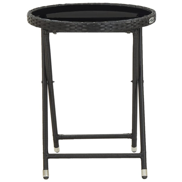 Schwarzer Teetisch Nun 60cm (Polyrattan und gehärtetes Glas)