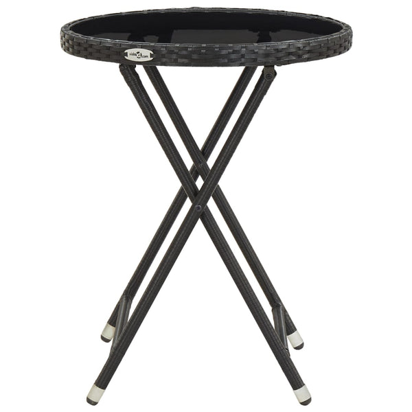 Schwarzer Teetisch Nun 60cm (Polyrattan und gehärtetes Glas)