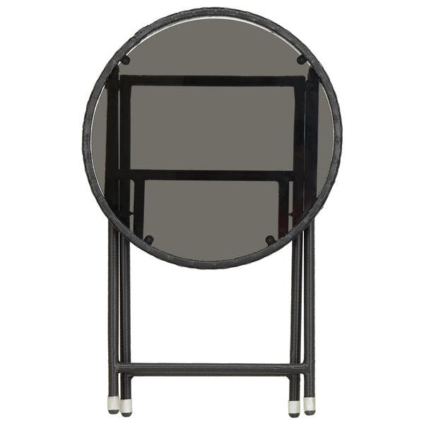 Schwarzer Teetisch Nun 60cm (Polyrattan und gehärtetes Glas)