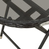 Schwarzer Teetisch Nun 60cm (Polyrattan und gehärtetes Glas)