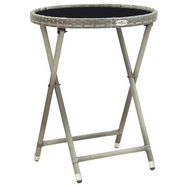 Grauer Nun Teetisch 60cm (Polyrattan und gehärtetes Glas)