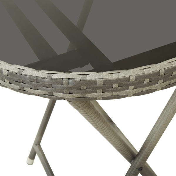 Grauer Nun Teetisch 60cm (Polyrattan und gehärtetes Glas)