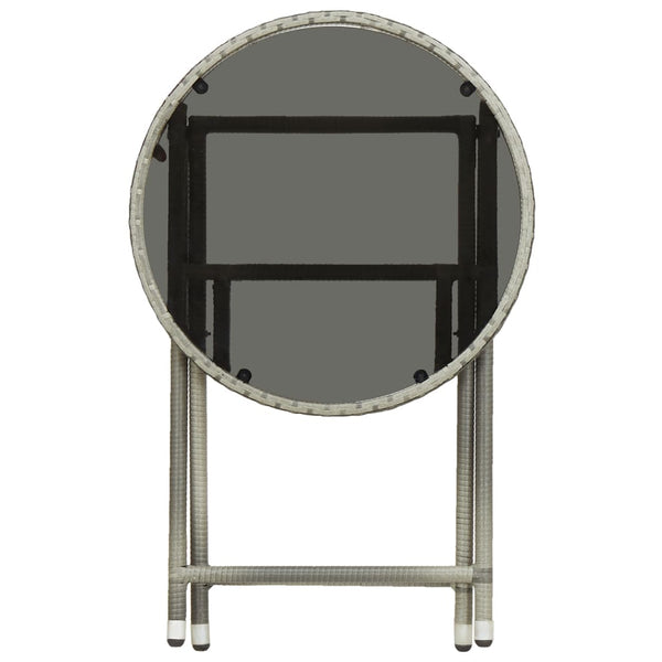 Grauer Nun Teetisch 60cm (Polyrattan und gehärtetes Glas)