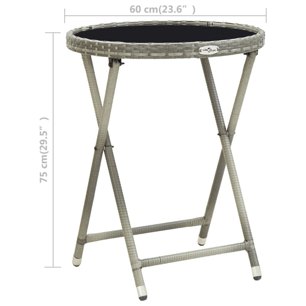 Grauer Nun Teetisch 60cm (Polyrattan und gehärtetes Glas)