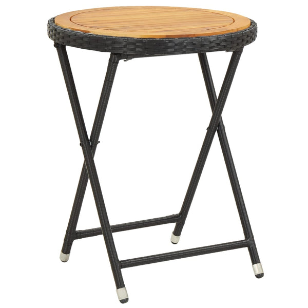Schwarzer Teetisch Nun 60cm (Polyrattan und Akazienholz)