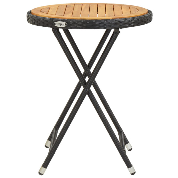 Schwarzer Teetisch Nun 60cm (Polyrattan und Akazienholz)