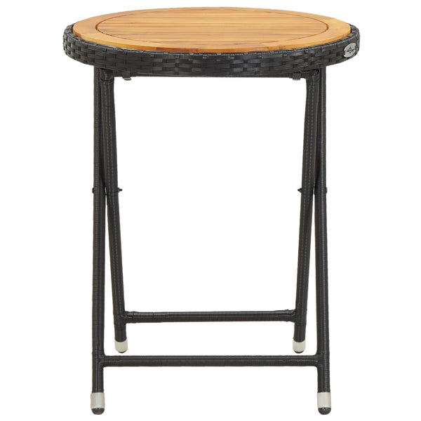 Schwarzer Teetisch Nun 60cm (Polyrattan und Akazienholz)