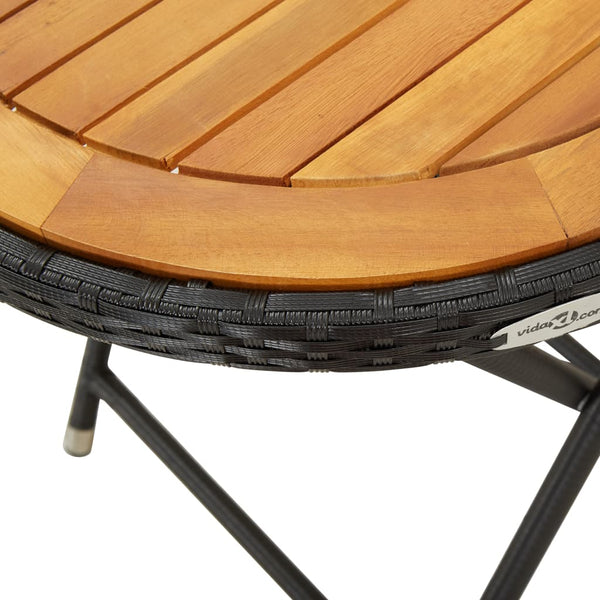 Schwarzer Teetisch Nun 60cm (Polyrattan und Akazienholz)