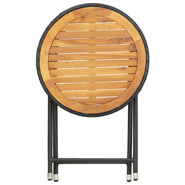 Schwarzer Teetisch Nun 60cm (Polyrattan und Akazienholz)