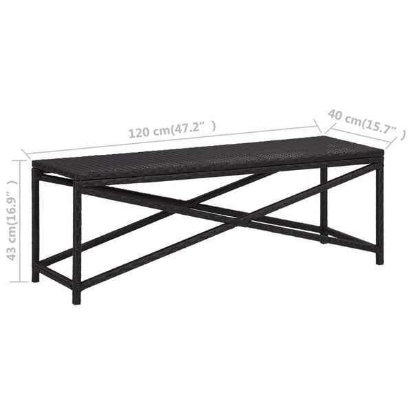 Schwarze Gartenbank Guzin 120cm (Polyrattan)