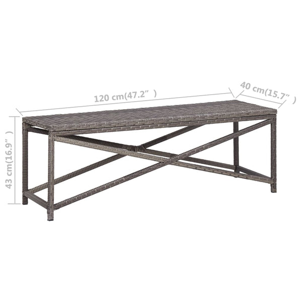 Graue Gartenbank Guzin 120cm (Polyrattan)