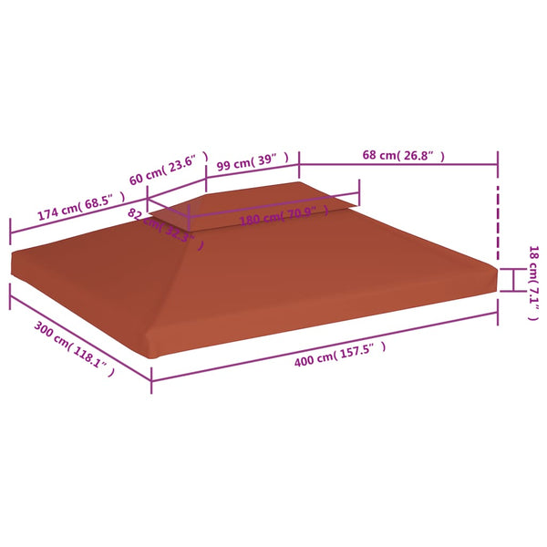 Terrakotta huvimajan katto Cicu 4x3 m (2 kerrosta 310 g / m²)