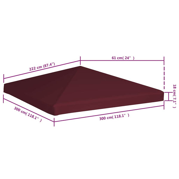 Viininpunainen huvimajan katto Semenza 3x3 m (310 g / m²)