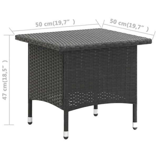 Schwarzer Teetisch Ghircea 50x50x47cm (Polyrattan)