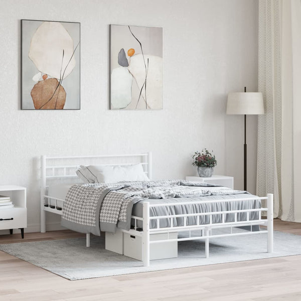 Valkoinen sängynrunko Ilieta 140x200cm (metalli)