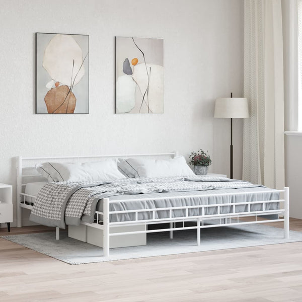 Valkoinen sängynrunko Ilieta 200x200cm (metalli)