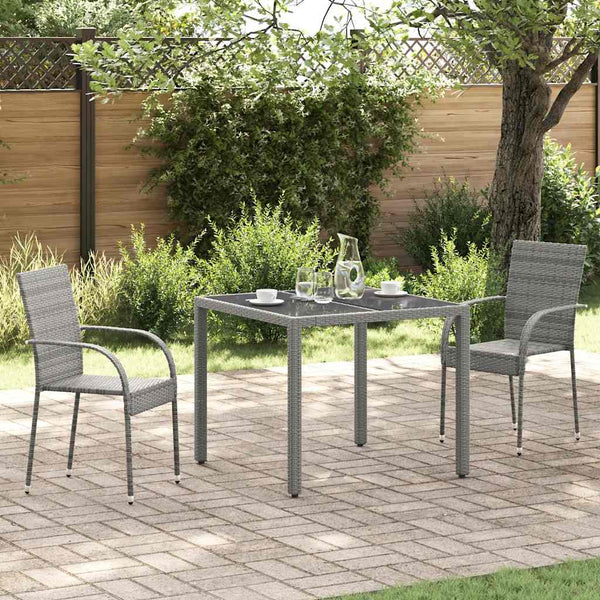 Graue stapelbare Gartenstühle Vanda (2er-Set Polyrattan)