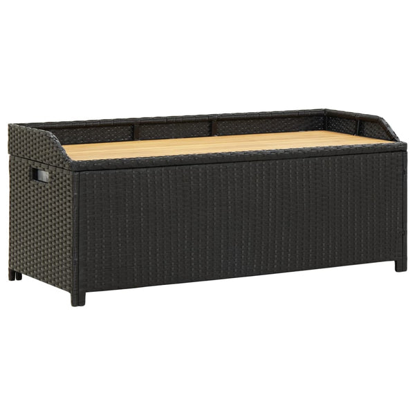Gartenbank mit Stauraum Freige 120cm (Polyrattan), Schwarz