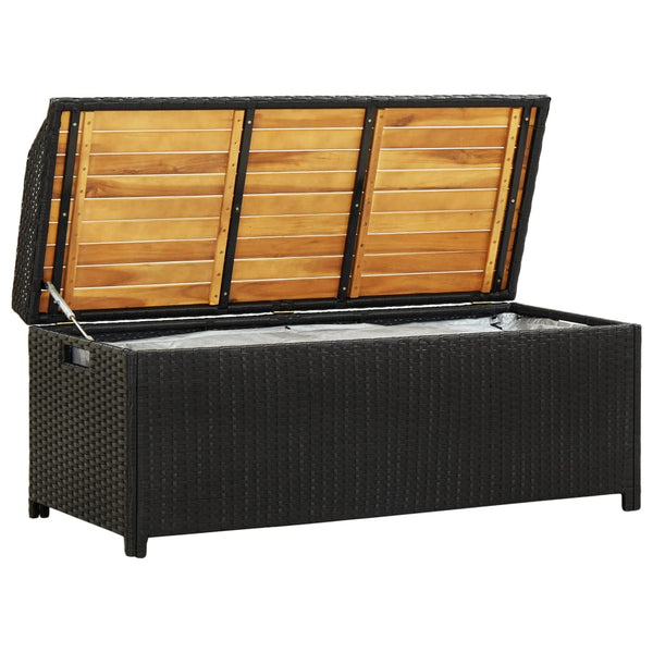 Gartenbank mit Stauraum Freige 120cm (Polyrattan), Schwarz
