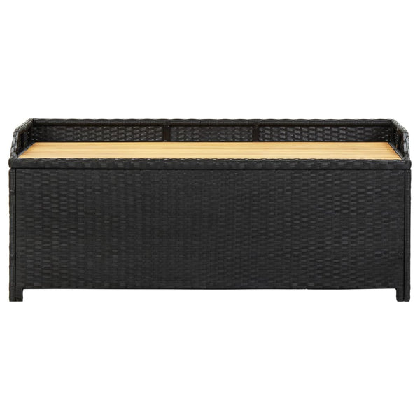 Gartenbank mit Stauraum Freige 120cm (Polyrattan), Schwarz