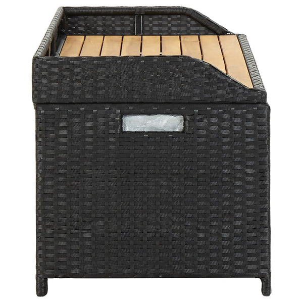 Gartenbank mit Stauraum Freige 120cm (Polyrattan), Schwarz