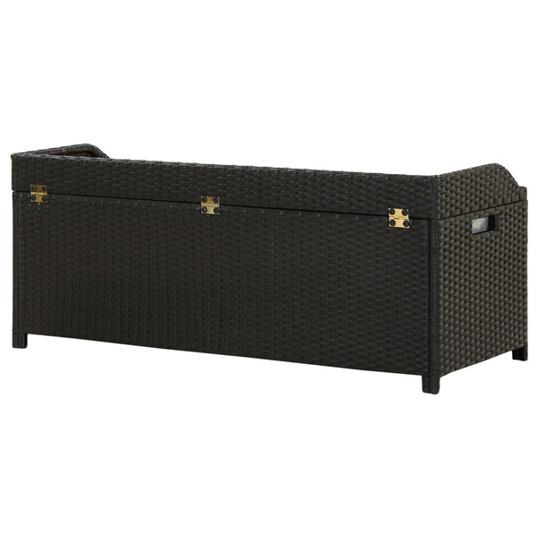 Gartenbank mit Stauraum Freige 120cm (Polyrattan), Schwarz
