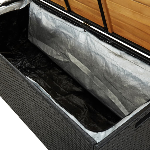Gartenbank mit Stauraum Freige 120cm (Polyrattan), Schwarz