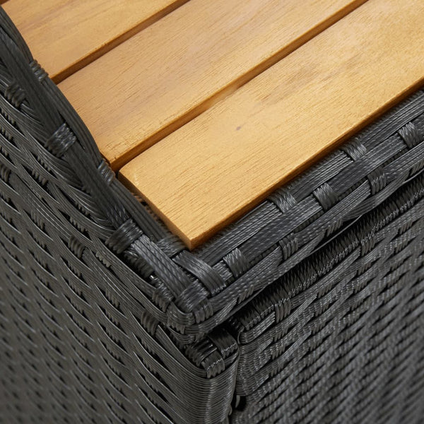 Gartenbank mit Stauraum Freige 120cm (Polyrattan), Schwarz