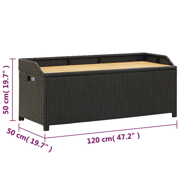 Gartenbank mit Stauraum Freige 120cm (Polyrattan), Schwarz