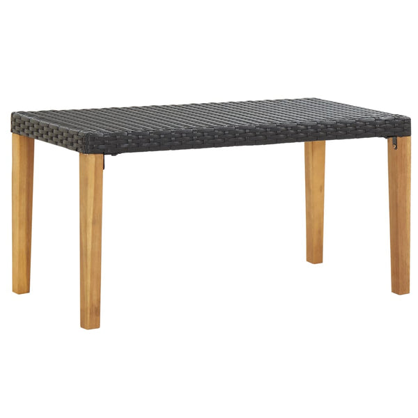 Schwarze Gartenbank Ghinai 120cm (Polyrattan und Akazienholz)