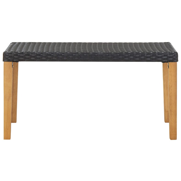 Schwarze Gartenbank Ghinai 120cm (Polyrattan und Akazienholz)