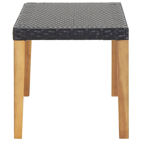 Schwarze Gartenbank Ghinai 120cm (Polyrattan und Akazienholz)