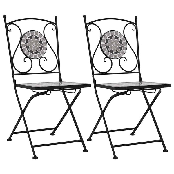 Graue Mosaik-Bistro-Stühle Aminodora (2 Stück)