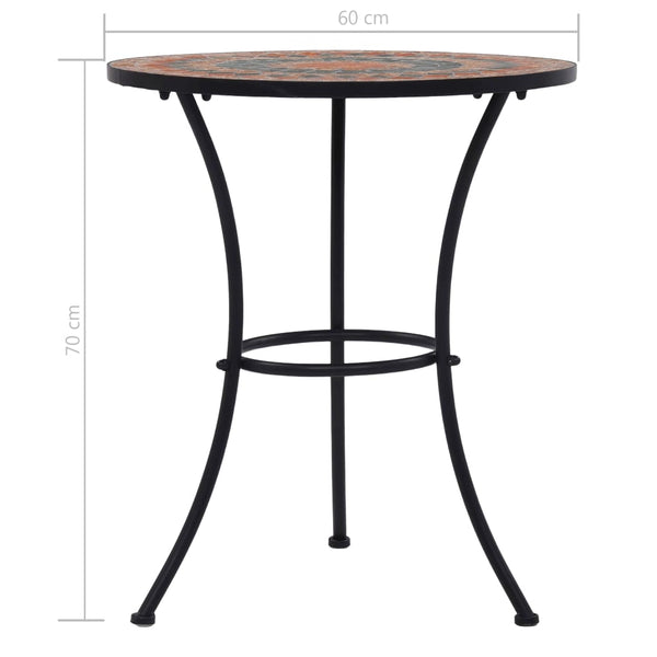 Orange/grauer Mosaik-Bistrotisch Cizmas 60cm (Keramik)