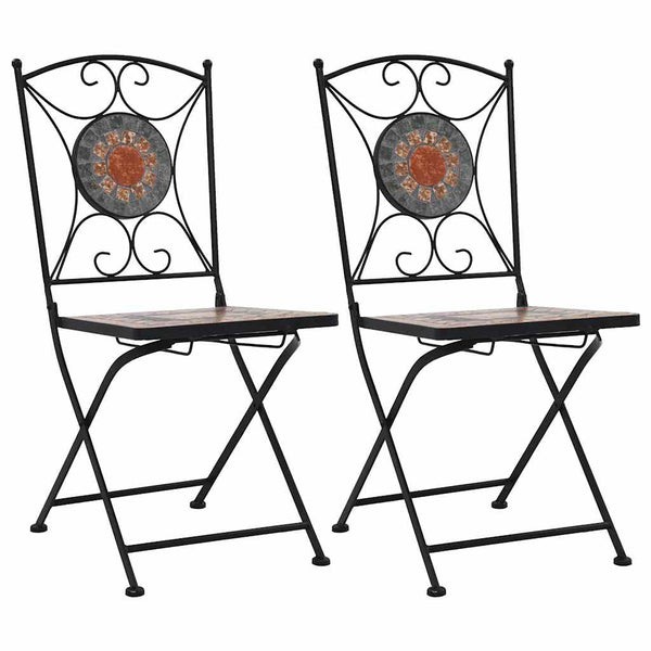 Orange/graue Mosaik-Bistro-Stühle Aminodora (2 Stück)