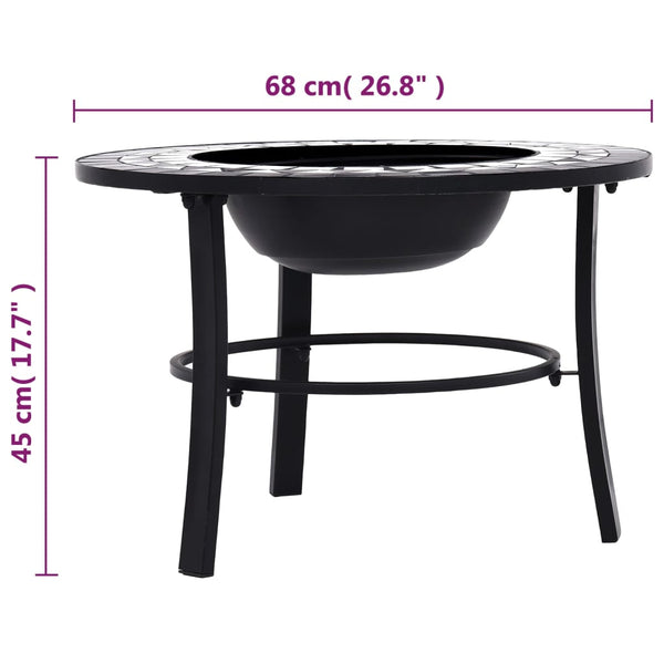 Musta ja valkoinen mosaiikkitulisija Titorel 68cm (keramiikka)