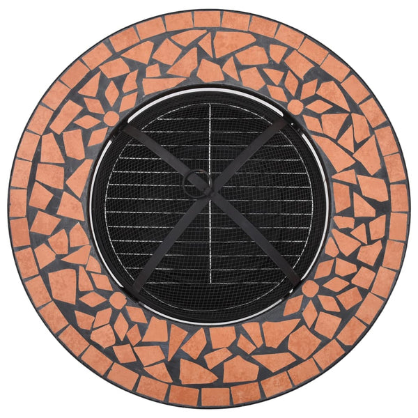 Terrakotta-Mosaiktisch mit Feuerstelle Davarpana 68cm (Keramik)