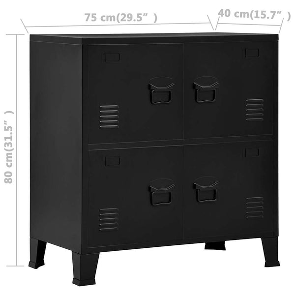 Schwarze industrielle Aufbewahrungstruhe Ioska 75x40x80cm (Stahl)