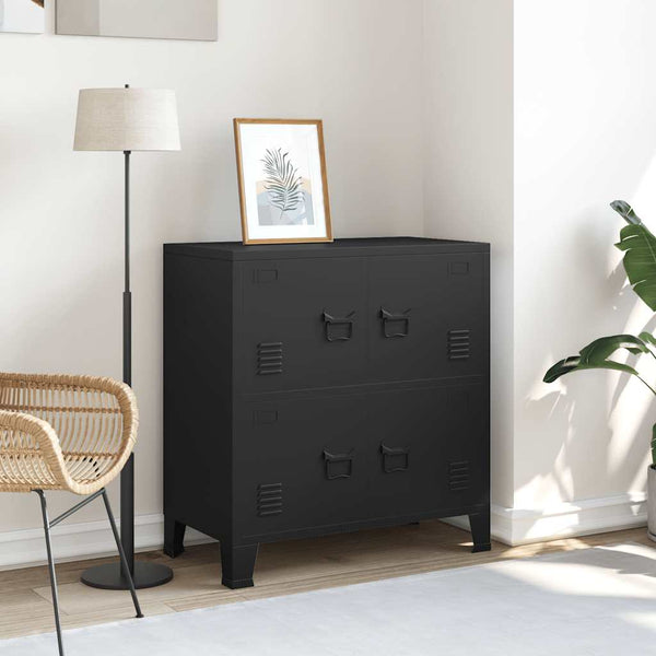 Schwarze industrielle Aufbewahrungstruhe Ioska 75x40x80cm (Stahl)