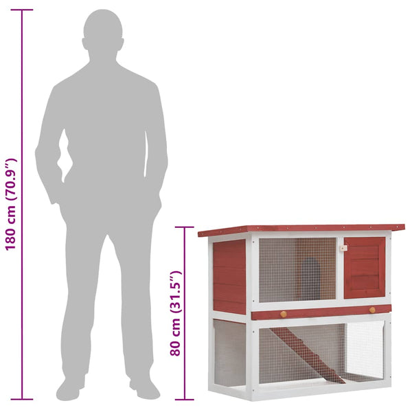 Roter Kaninchen-Freilauf Sandusa (1 Tür, Holz)