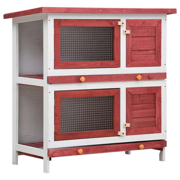 Roter Kaninchen-Freilauf Tomie (4 Türen, Holz)
