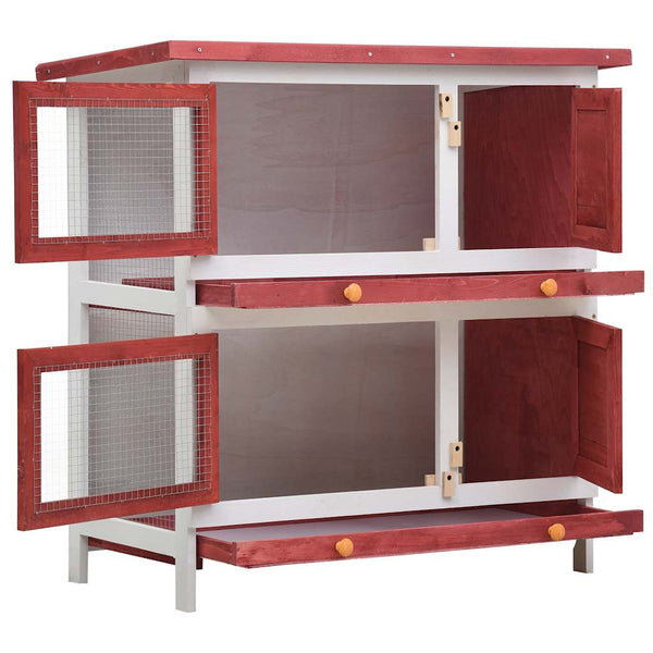 Roter Kaninchen-Freilauf Tomie (4 Türen, Holz)