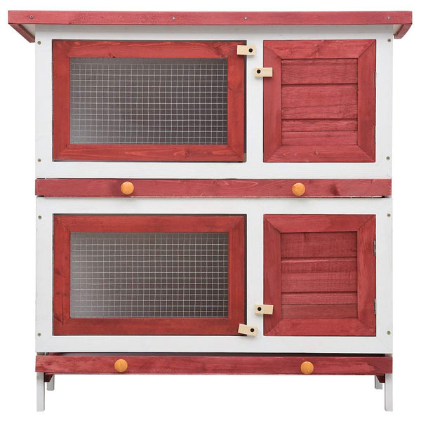 Roter Kaninchen-Freilauf Tomie (4 Türen, Holz)