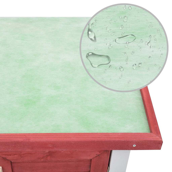 Roter Kaninchen-Freilauf Tomie (4 Türen, Holz)