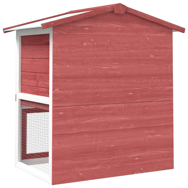 Roter Kaninchen-Freilaufstall Putz (3 Türen, Holz)