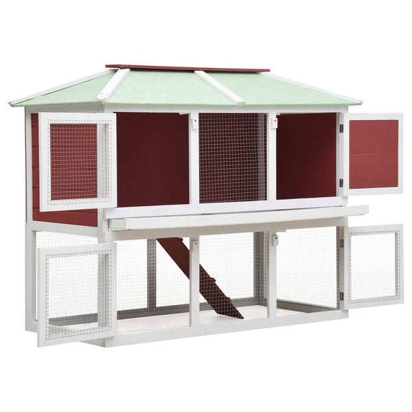 Roter Tierkäfig/Kaninchenstall zweistöckig Padimpex (Holz)