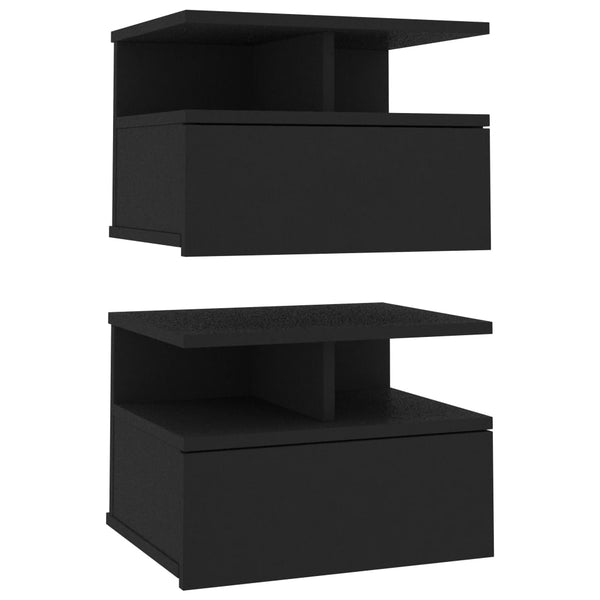 Schwebende Nachttische Zubaidi, Schwarz, 40x31x27cm (2er-Set aus Holz)