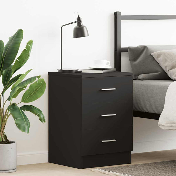 Nachttisch Hassan 38x35x56cm Schwarz (Spanplatte)
