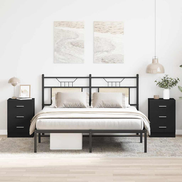Schwarze Nachttische Hassan 38x35x56cm (2 St. Holz)